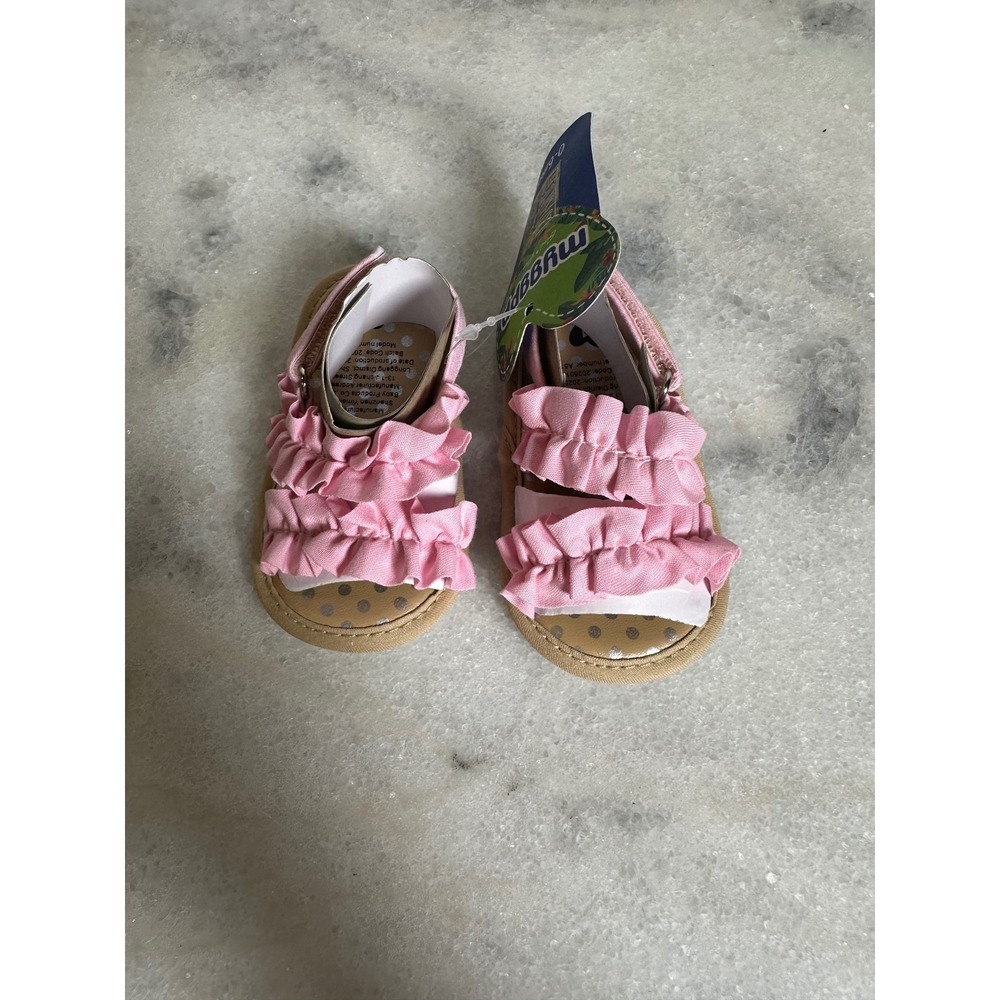 Myggpp Baby‎ Girls Pink Ruffle Sandals Polka Dot Soft Sole Summer Shoes 0-6M